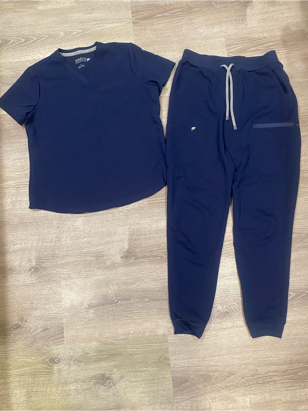 Fabletics Navy Blue Scrubs Set L Top / M Tall Jogger